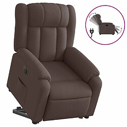 Maison Chic Fauteuil Relax pour salon, Fauteuil inclinable électrique marron foncé tissu -GKD85385