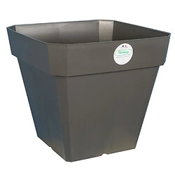 RIVIERA Pot de fleurs carré Soleilla en plastique - 39 x 39 x H 53 cm - 49 L - Gris pailleté