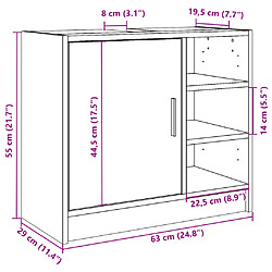 vidaXL Armoire de lavabo chêne fumé 63x29x55 cm bois d'ingénierie pas cher