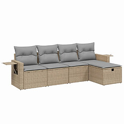 vidaXL Salon de jardin avec coussins 5pcs mélange beige résine tressée