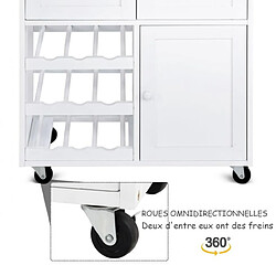 Acheter Helloshop26 Desserte de cuisine roulante chariot de service avec 1 tiroir 2 armoires 1 casier à vin en bois 67 x 37 x 86,5cm blanc 20_0005444