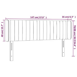 vidaXL Tête de lit avec oreilles Gris foncé 147x16x78/88 cm Tissu pas cher