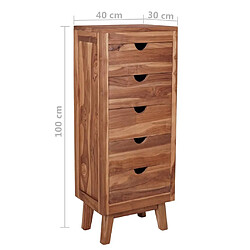 vidaXL Buffet avec 5 tiroirs 40x30x100 cm Bois de teck massif pas cher