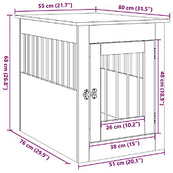 vidaXL Meuble de cage pour chiens chêne artisanal 55x80x68 cm pas cher