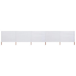 vidaXL Paravent 5 panneaux Tissu 600 x 120 cm Blanc sable