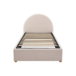 Acheter Vente-Unique Lit coffre 90 x 190 cm - Tissu bouclette - Crème + Matelas - LIRIMO