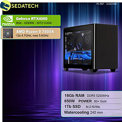 Sedatech Mini-PC Gamer ITX • AMD Ryzen 9 7900X • RTX4060 • 16Go DDR5 • 1To SSD M.2 • sans OS