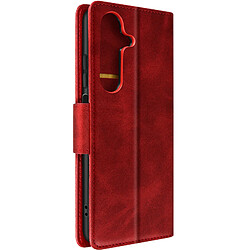 Avizar Étui pour Galaxy A25 Portefeuille Support Vidéo Série Bara Soft Leather Rouge