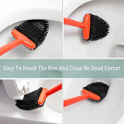 Brosse de toilette en silicone kit de nettoyage des toilettes de la salle de bain - Orange