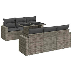 vidaXL Salon de jardin avec coussins 7 pcs gris résine tressée