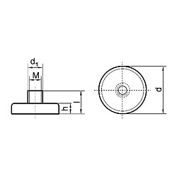 Avis BELOH Aimant plat avec manchon taraudé, Ø d : 32 mm, Hauteur totale l 15 mm, Hauteur d'aimant h 7 mm, Ø de la douille d1 : 8 mm, Filetage : M4