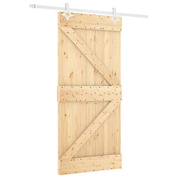 vidaXL Porte coulissante et kit de quincaillerie 90x210 cm pin massif