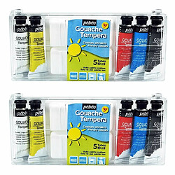 Pebeo 2 boîtes de 5 tubes de peinture gouache + palette - 5 x 10 ml