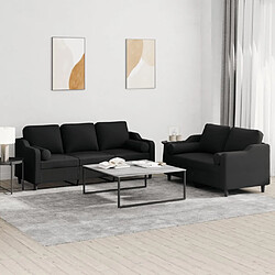 Maison Chic Ensemble de canapés 2 pcs avec coussins, Canapé droit Sofa pour Salon noir tissu -GKD842374