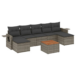 vidaXL Salon de jardin 8 pcs avec coussins gris résine tressée