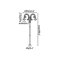 faro Lampadaire de jardin brun foncé Nautica 2 ampoules