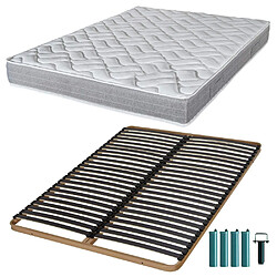 Ebac Matelas mousse + Sommier métal C224 120x190 Maryland - Hauteur 20 cm - Soutien ferme