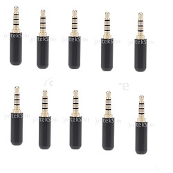 10x 4 Pôles 3,5 Mm 1/8 "mâle Prise Casque Audio Connecteurs Vidéo Noir