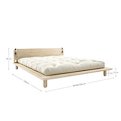 Avis Inside 75 Sommier futon PEEK BED pin laqué naturel couchage 140 cm 2 lampes de chevet