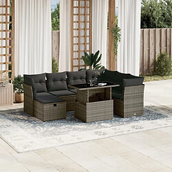 vidaXL Salon de jardin 8 pcs avec coussins gris résine tressée