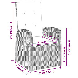 vidaXL Ensemble à manger de jardin avec coussins 5 pcs Gris pas cher