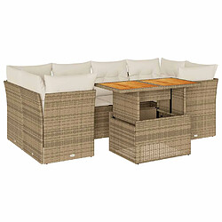 vidaXL Salon de jardin avec coussins 7 pcs beige résine tressée