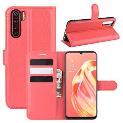 Etui en PU litchi avec support rouge pour votre OPPO A91