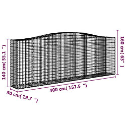 vidaXL Panier de gabions arqué 400x50x140/160 cm Fer galvanisé pas cher