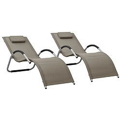 vidaXL Chaises longues textilène lot de 2 taupe et gris