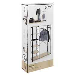 Avis Five Simply Smart Penderie avec 5 étagères de rangement en MDF et Fer - H. 170 cm - Marron et Noir