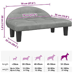 vidaXL Lit pour chien gris clair 70x52x30 cm velours pas cher