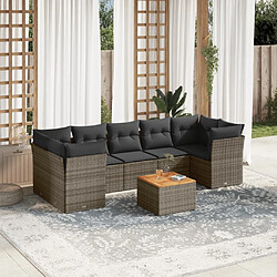 Maison Chic Salon de jardin 8 pcs avec coussins | Ensemble de Table et chaises | Mobilier d'Extérieur gris résine tressée -GKD93146