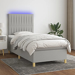 vidaXL Sommier à lattes de lit matelas LED Gris clair 100x200 cm Tissu