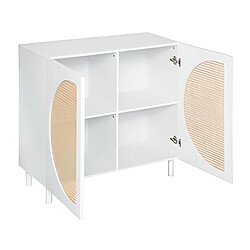 Pegane Buffet, meuble de rangement en bois coloris Blanc, naturel - Longueur 94 x Profondeur 40 x Hauteur 86 cm