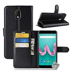 Htdmobiles Housse etui portefeuille pour Wiko Lenny 5 + film ecran - NOIR