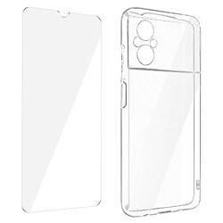 Avizar Coque pour Xiaomi Poco M5 Silicone Gel et Film Verre Trempé 9H transparent