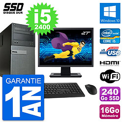 PC Tour Dell 390 MT Ecran 27" i5-2400 RAM 16Go SSD 240Go HDMI Windows 10 Wifi - Occasion