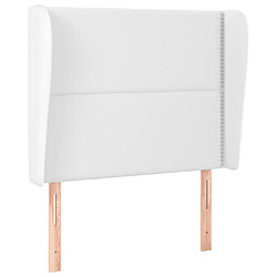 Maison Chic Tête de lit scandinave avec oreilles,meuble de chambre Blanc 93x23x118/128 cm Similicuir -MN96106