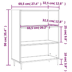 vidaXL Bibliothèque chêne marron 69,5x32,5x90 cm bois d'ingénierie pas cher