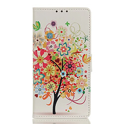 Etui en PU motif imprimé arbre fleuri pour votre Samsung Galaxy A20e