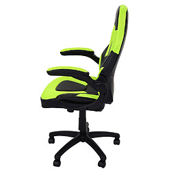 Mendler Chaise de bureau HWC-K13, chaise pivotante Gaming, ergonomique, accoudoirs réglables, similicuir ~ noir-vert