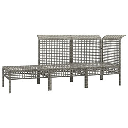 Acheter Maison Chic Salon de jardin 3 pcs + coussins - Mobilier/Meubles de jardin - Table et chaises d'extérieur Gris Résine tressée -MN87760