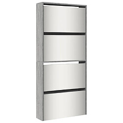 vidaXL Armoire à chaussures miroir 4 niveaux sonoma gris 63x17x134 cm