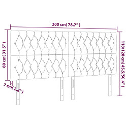 Avis vidaXL Tête de lit à LED Gris clair 200x7x118/128 cm Tissu