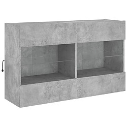 Avis Maison Chic Meuble TV mural, Banc TV avec lumières LED pour salon, Meuble de rangement gris béton 98,5x30x60,5 cm -GKD79173