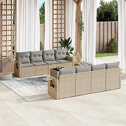 Maison Chic Salon de jardin avec coussins 9 pcs, Ensemble Tables et chaises de jardin, beige résine tressée -GKD283242