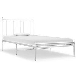 Maison Chic Lit adulte - Lit simple Cadre de lit,Structure du lit Contemporain Blanc Métal 100x200 cm -MN36733