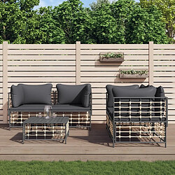 Maison Chic Salon de jardin 5 pcs + coussins - Mobilier/Meubles de jardin - Table et chaises d'extérieur anthracite résine tressée -MN90141