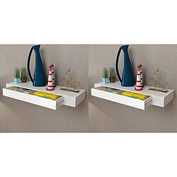 Maison Chic Étagères murales,Étagère Rangement flottate avec tiroirs 2 pcs Blanc 80 cm -MN51891