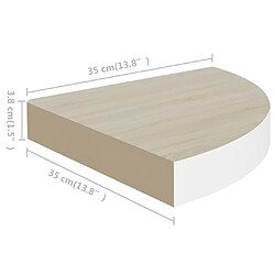 vidaXL Étagères d'angle murales 2 pcs Chêne et blanc 35x35x3,8 cm MDF pas cher